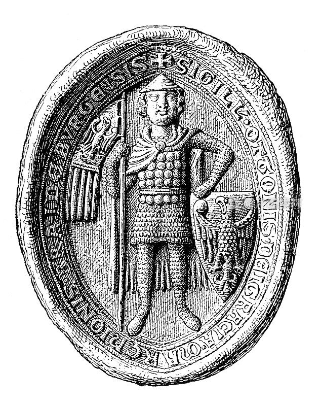 不伦瑞克奥托四世的印章(1175/76 - 1218)罗马-德国国王和神圣罗马-德国皇帝